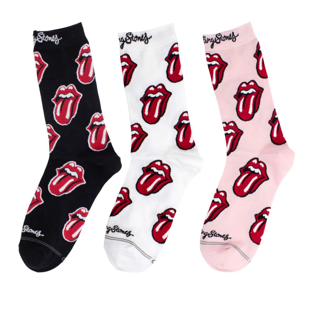 The Rolling Stones - Allover Classic Tongues Crew Socks - Black/Multicolours